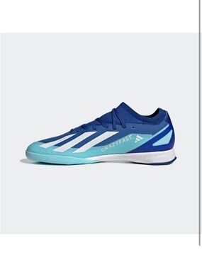 adidas CRAZYFAST Blue & Aqua Indoor Soccer Shoes with Mini Boot Sleeve